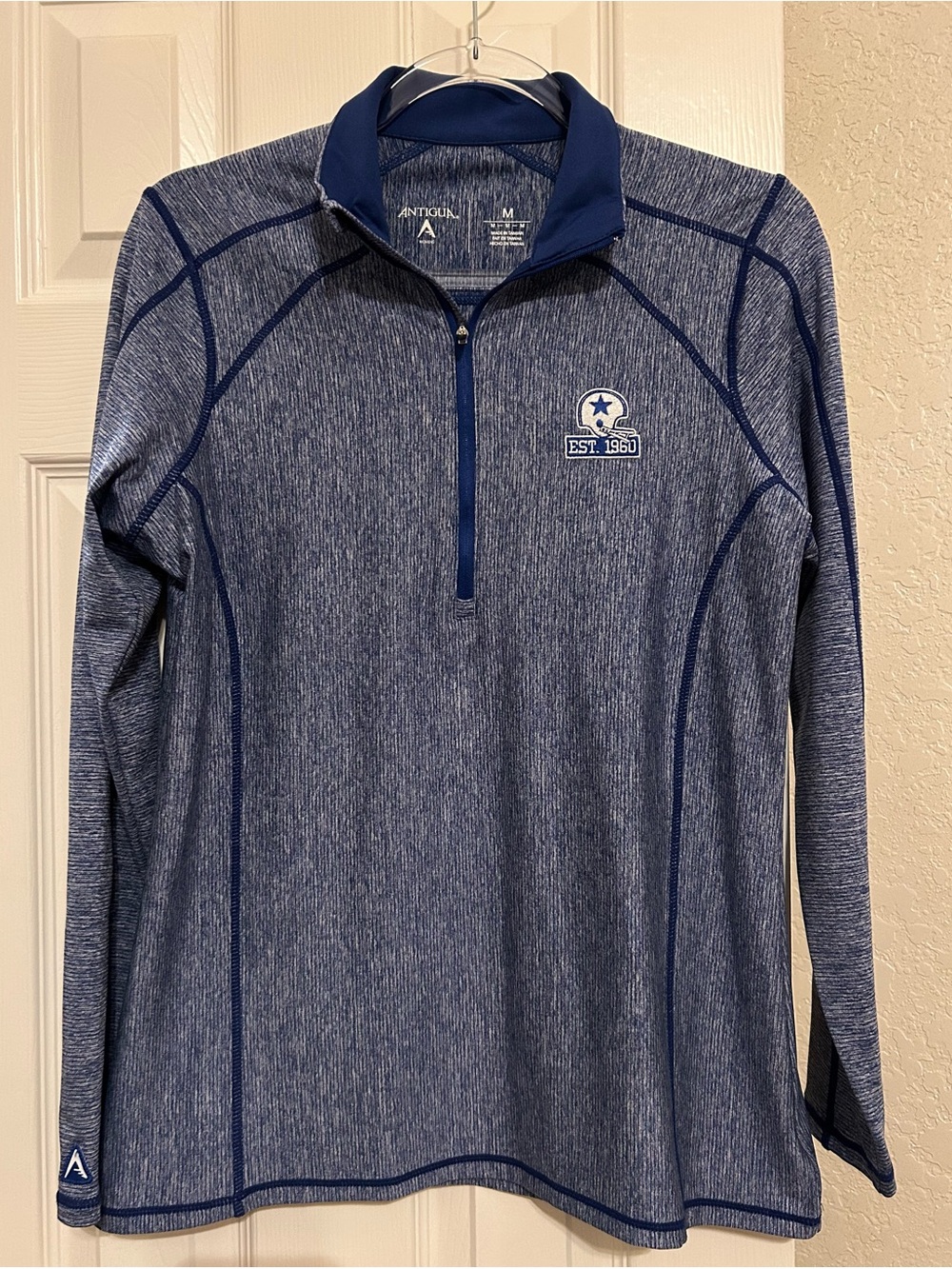 Antigua Women’s Heathered Navy Quarter-Zip Dallas Cowboys Pullover